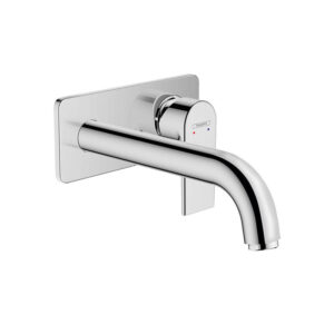 Vernis Shape 2-hole concealed basin mixer, wall mounted, chrome finish. Ideal for custom bathroom vanities and standalone basins.