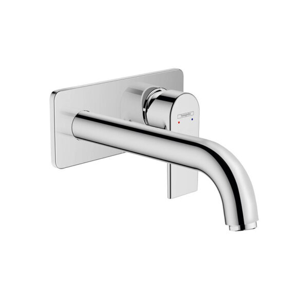 Vernis Shape 2-hole concealed basin mixer, wall mounted, chrome finish. Ideal for custom bathroom vanities and standalone basins.