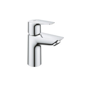 BauEdge S siza OHM chrome faucet for custom bathroom vanities. Modern standalone basin tap, design with 3D bathroom builder.