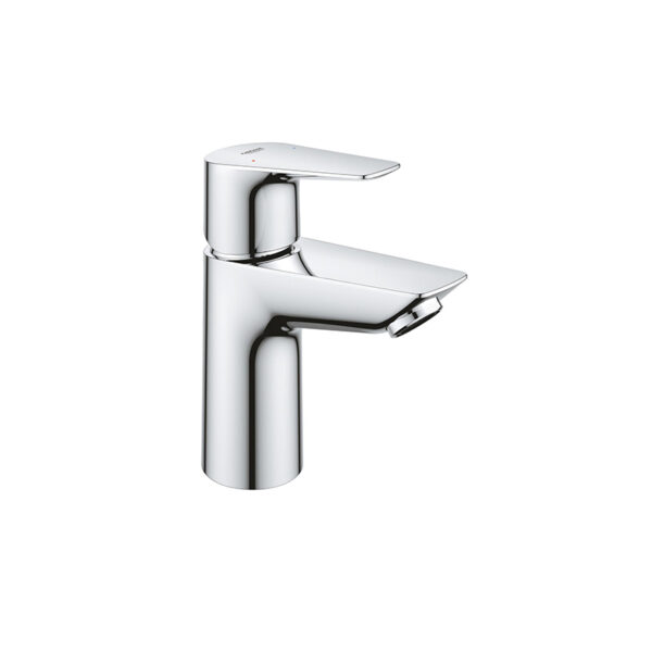 BauEdge S siza OHM chrome faucet for custom bathroom vanities. Modern standalone basin tap, design with 3D bathroom builder.