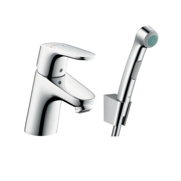 Focus 70 single lever basin mixer set with Bidette 1jet hand shower, for custom bathroom vanities. Design your bathroom with our 3D builder.