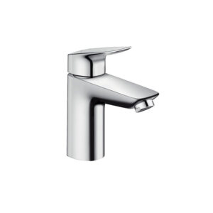 HG Logis 100 chrome basin mixer for custom bathroom vanities. Design your standalone basin with our 3D bathroom builder. Solid Surface.