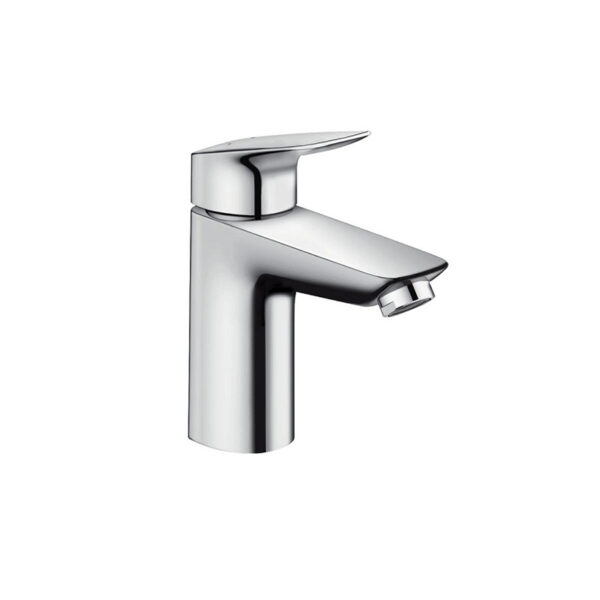 HG Logis 100 chrome basin mixer for custom bathroom vanities. Design your standalone basin with our 3D bathroom builder. Solid Surface.