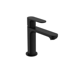 Rebris S basin m.110 pop up waste MB, matte black finish. Customize bathroom vanities with our 3D bathroom builder for standalone basins.