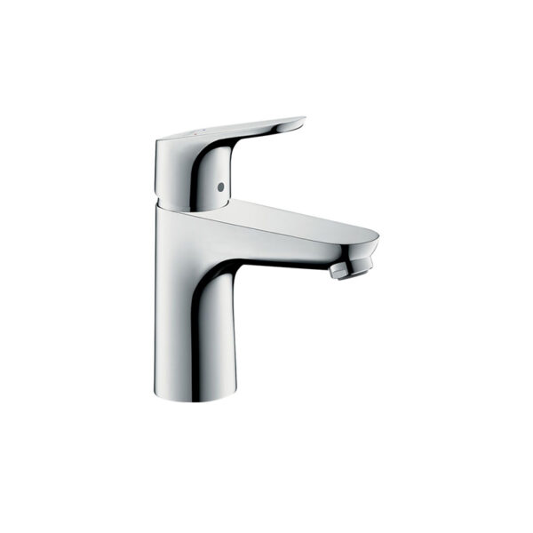 Chrome single-lever basin mixer 100 with waste set. Ideal for custom bathroom vanities, standalone basins. Design your 3D bathroom online.