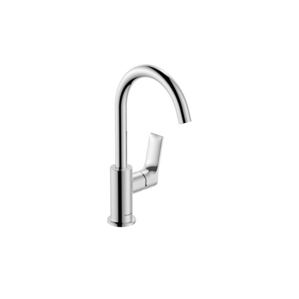 Zebris basin mixer 210 with pop-up waste set. Chrome finish. For standalone basins, custom bathroom vanities. 3D bathroom builder.