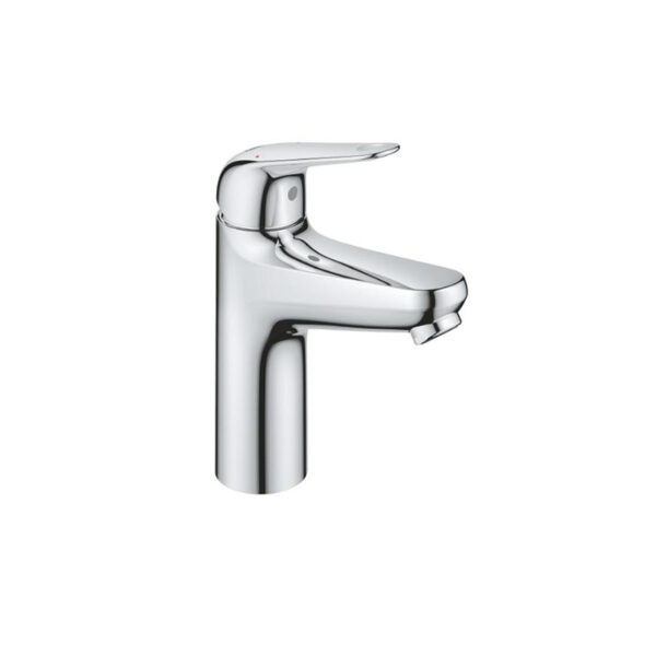Chrome Euroeco M basin mixer with push-open valve. Design your custom bathroom vanities with our 3D builder & standalone basins.
