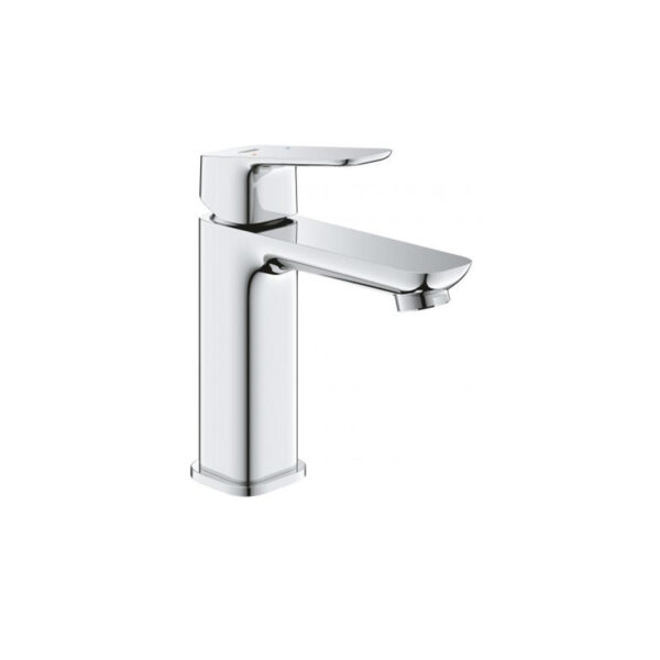 Soft Square Pro SLM sink mixer, a modern chrome faucet for custom bathroom vanities. Ideal for standalone basins. Use our 3D bathroom builder.