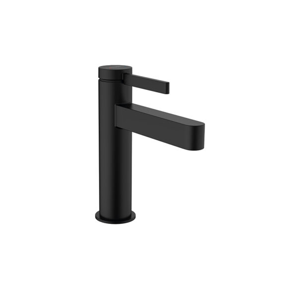 Finoris 100 matt black washbasin mixer with push-open for custom bathroom vanities. Design your standalone basin with our 3D configurator.
