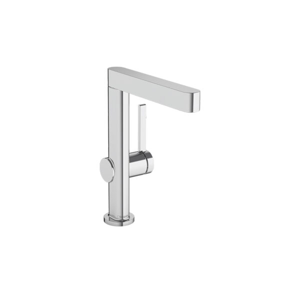 Finoris 230 washbasin mixer, chrome finish. Push-open drain. Ideal for custom bathroom vanities or standalone basins. Use our 3D builder.