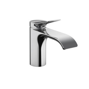 Chrome Vivenis 80 washbasin mixer with pop-up drain for custom bathroom vanities. Design your standalone basin with our 3D builder.