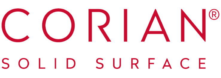 Corian logo. Solid Surface material for custom bathroom vanities, standalone basins. Design your 3D bathroom online with our configurator.