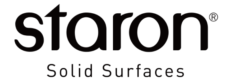 Staron Solid Surface logo. Design custom bathroom vanities & standalone basins with our 3D bathroom builder.