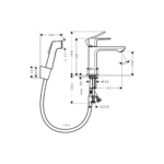 Hansgrohe Rebris S 72215000 Chrome Single lever basin mixer 110 with bidette hand shower and shower hose 160 cm without waste set
