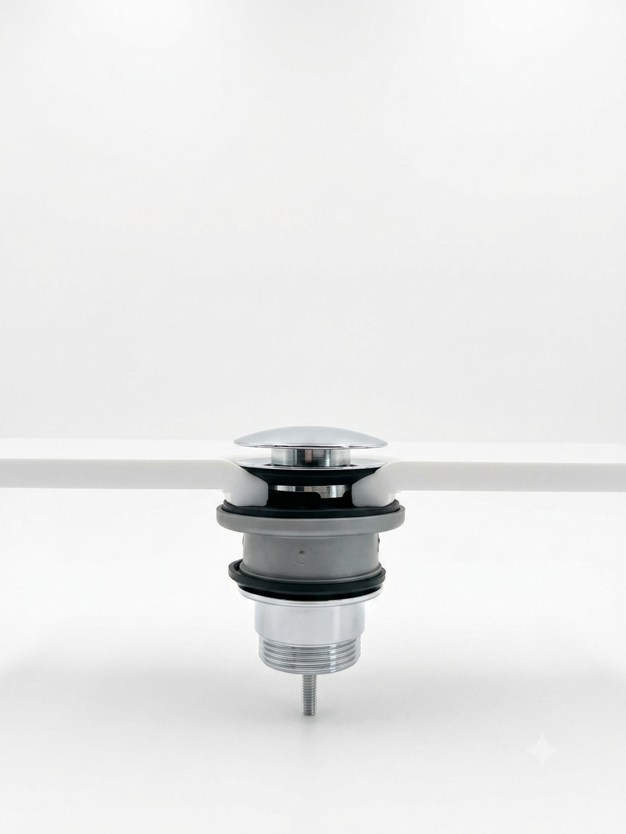 Klik-Klak drain, chrome cap, with overflow