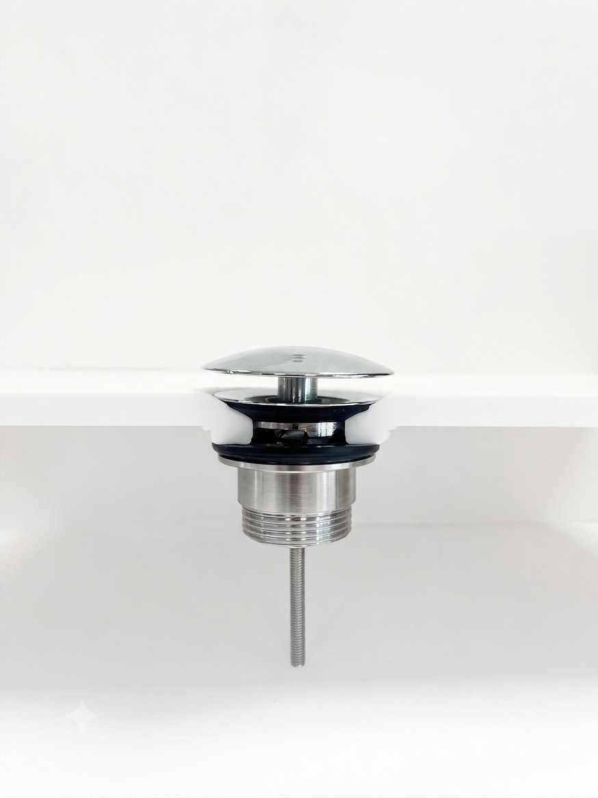 Non-closeable drain, chrome cap, without overflow