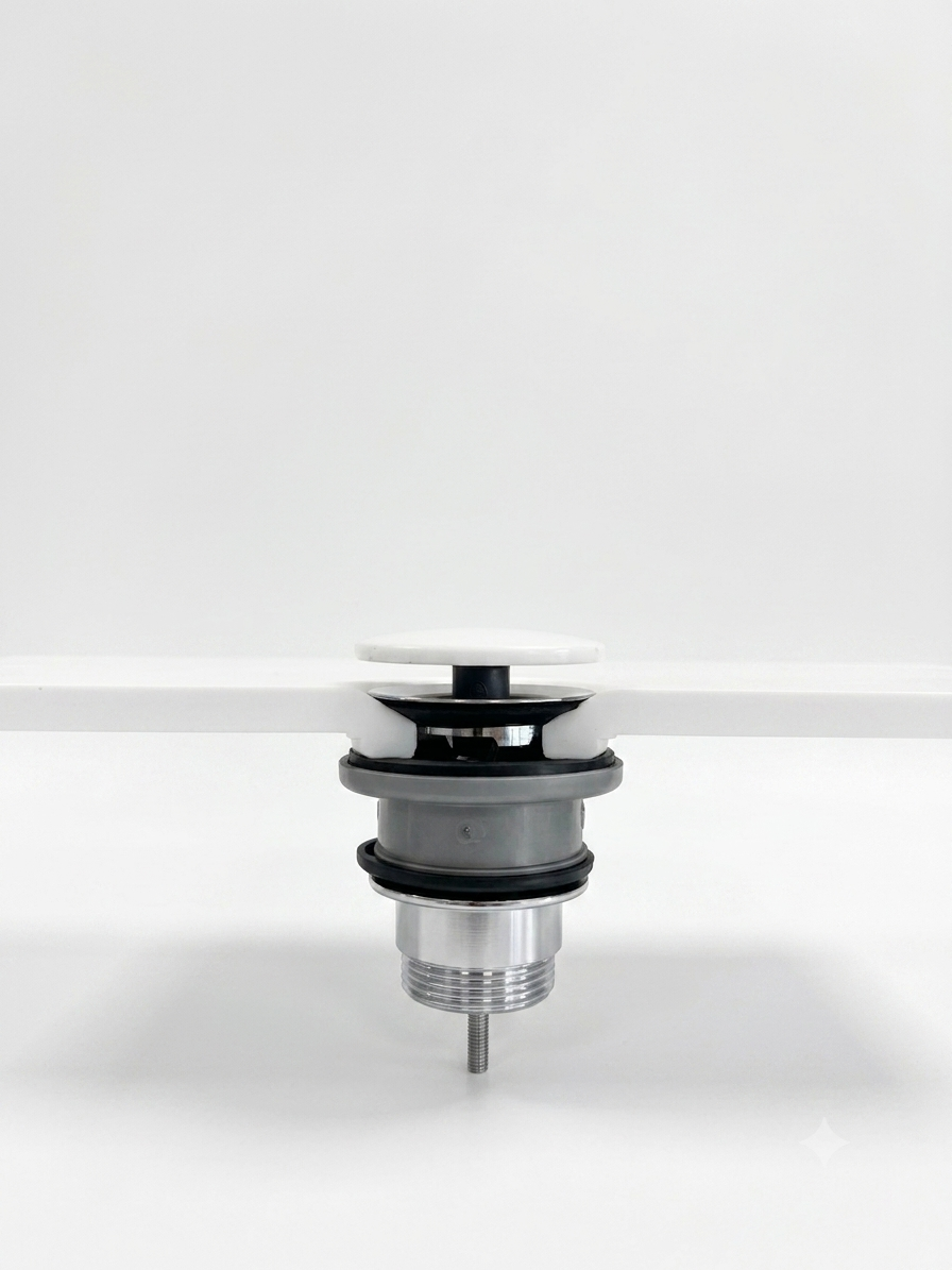 Non-closeable drain, cap as basin, with overflow